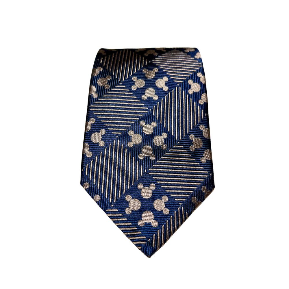 Disney Mickey Mouse Midnight Blue and Copper Tie 100% Silk 57"x3.75" - Picture 3 of 6
